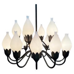 A Mid Century 18 Arm Tulip Pendant Chandelier By Fog and Mørup Of Denmark 