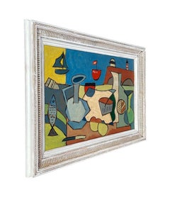 Mid Century Abstract Still Life, Set Against a Harbour Backdrop