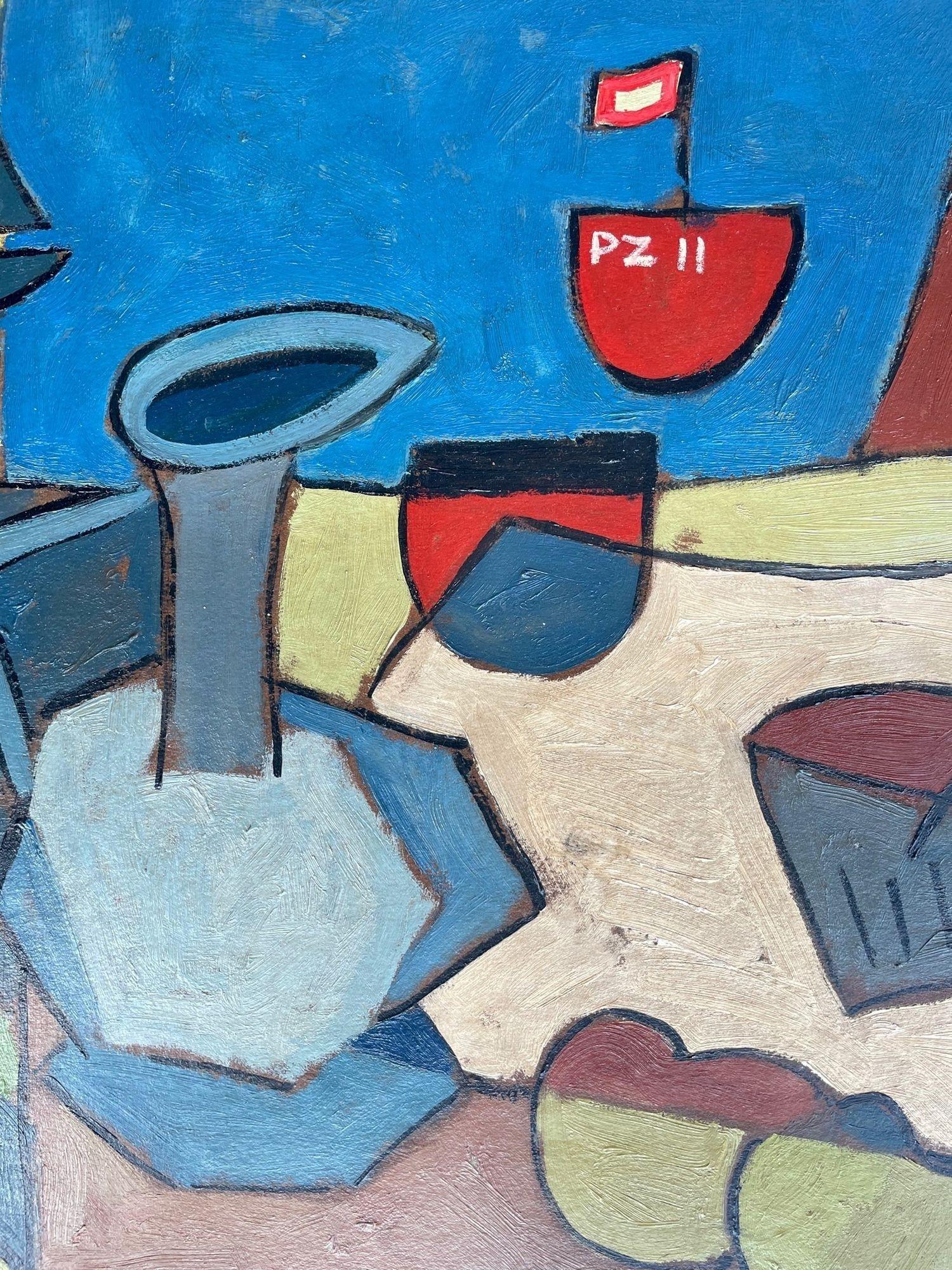 Mid Century Abstract Still Life, Set Against a Harbour Backdrop For Sale 1
