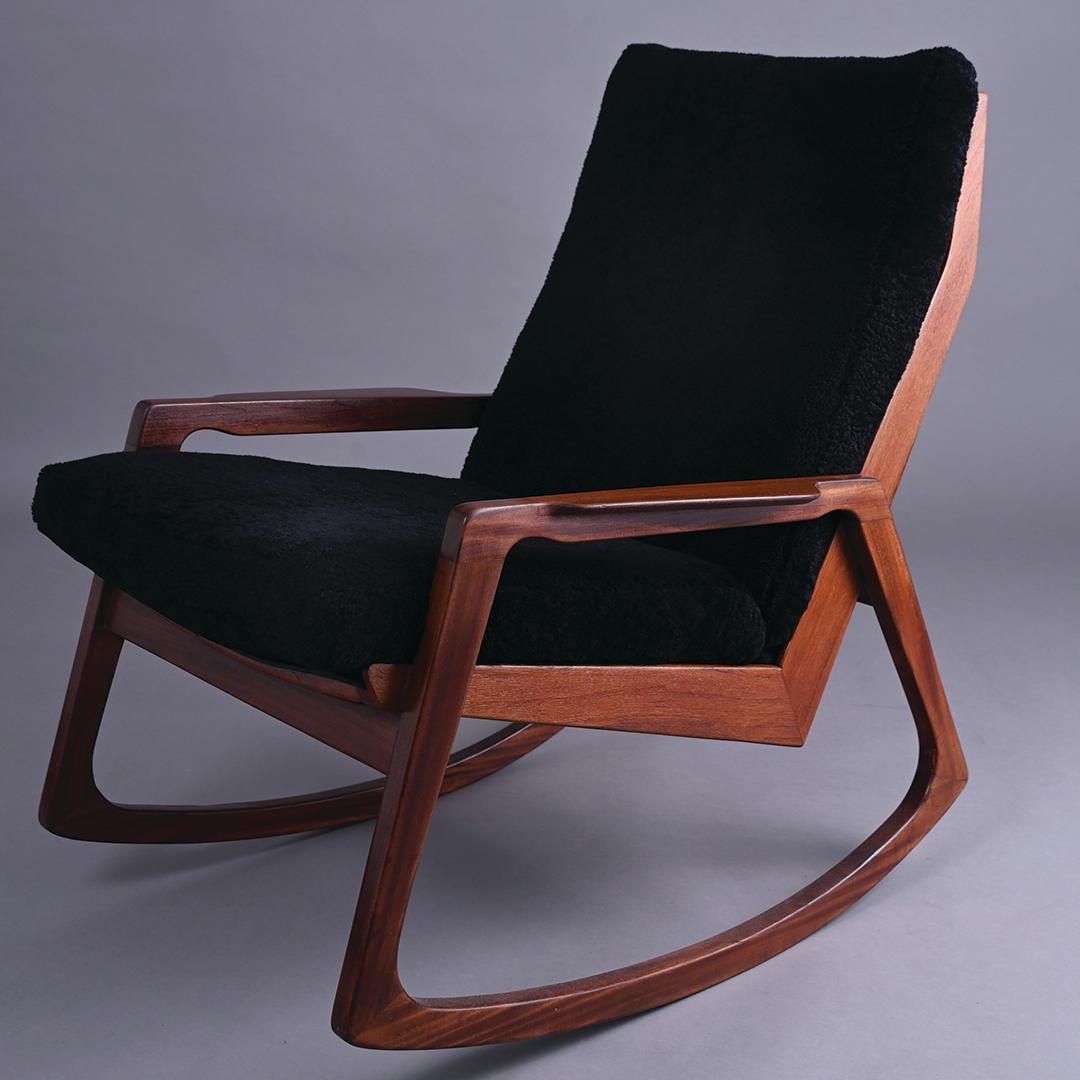 Swedish Midcentury Afromosia Framed Rocking Chair For Sale
