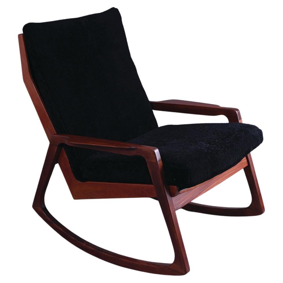 Midcentury Afromosia Framed Rocking Chair For Sale