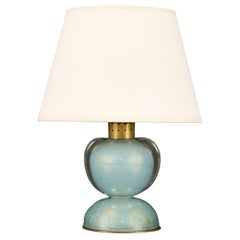 A Mid-Century Aquamarine Blue and Gold Murano Glass Lamp