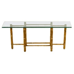 Midcentury Bamboo Console Table by McGuire, circa 1970