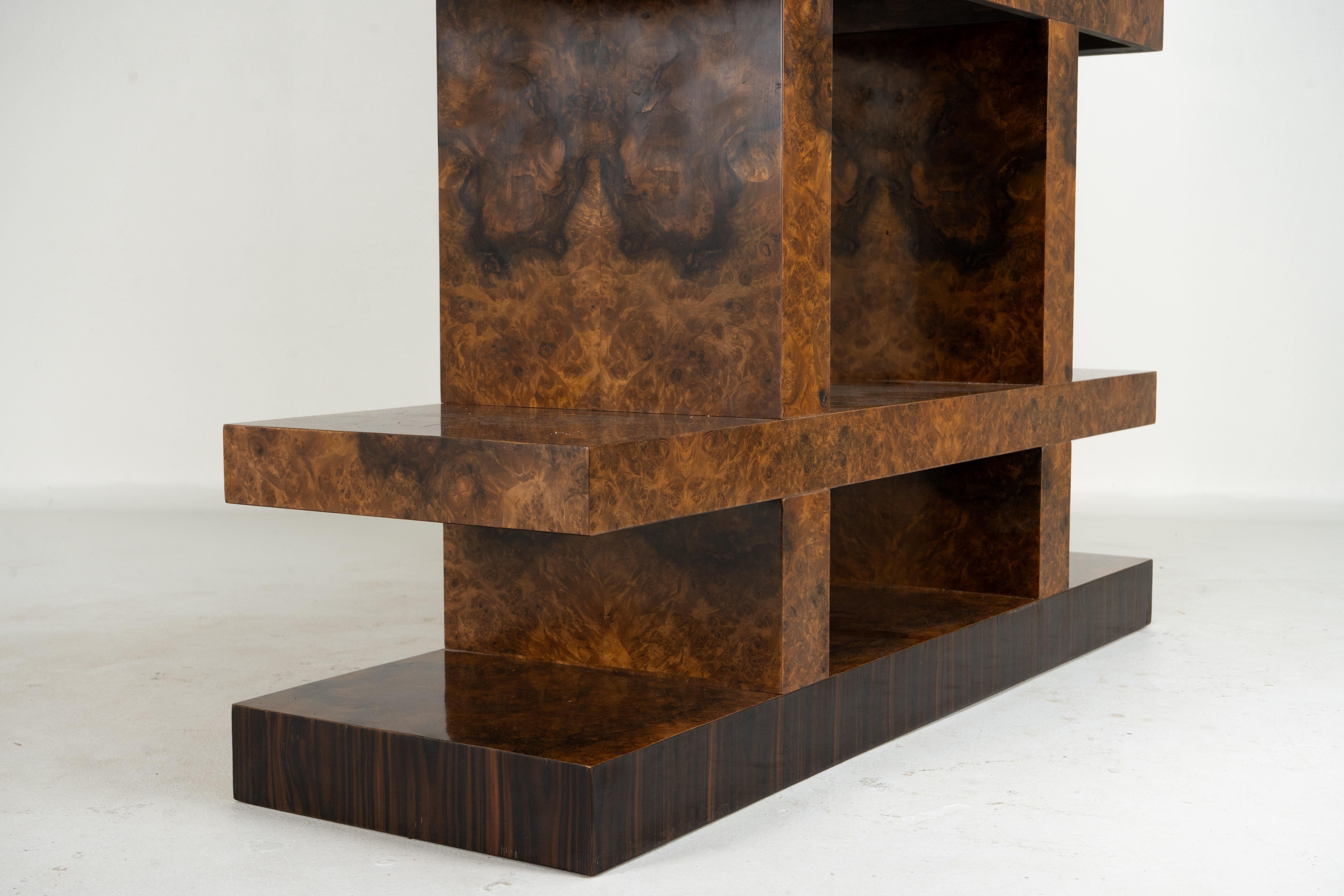 A Mid-Century Bar Cabinet with Walnut Burl Doors For Sale 8