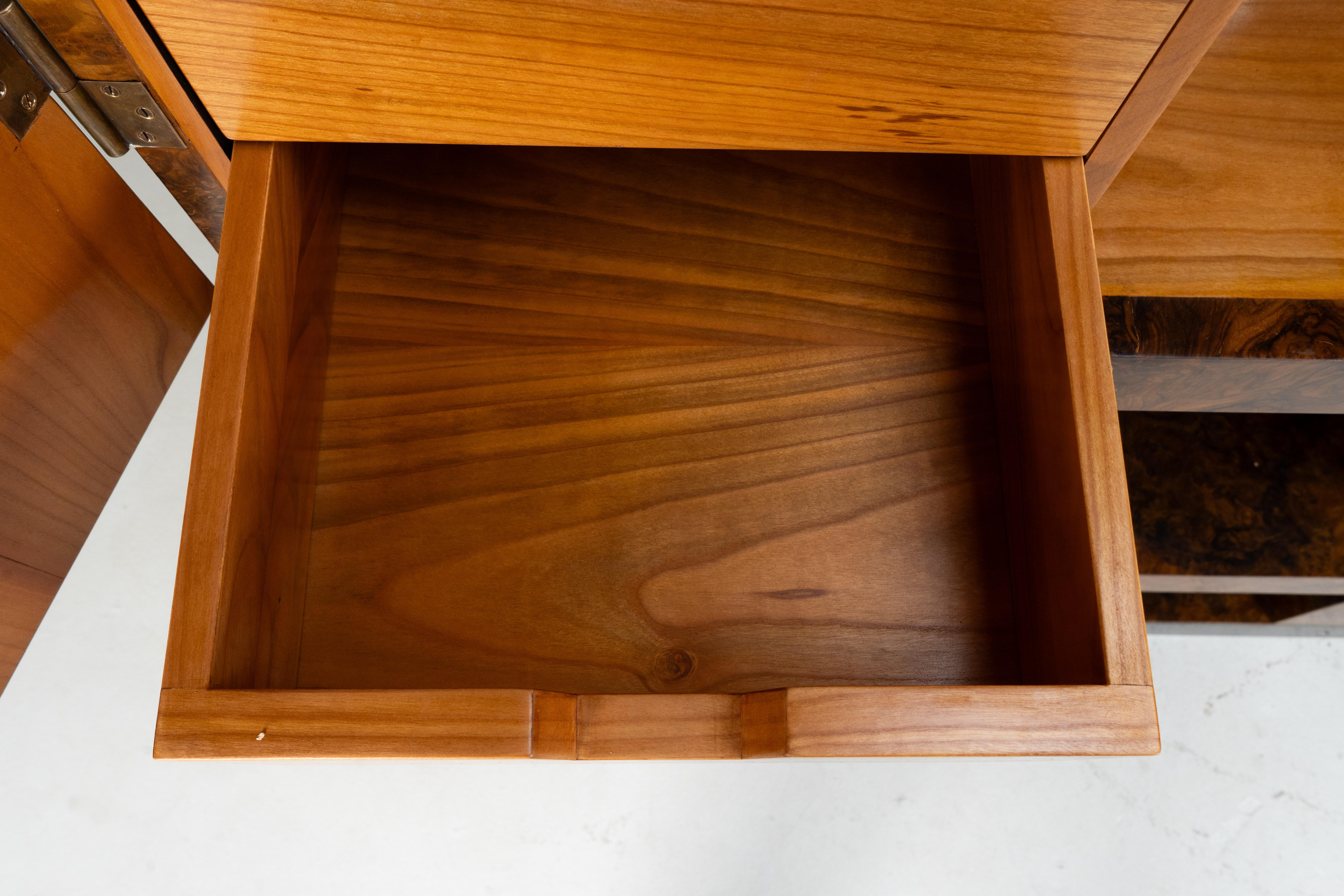 A Mid-Century Bar Cabinet with Walnut Burl Doors For Sale 2