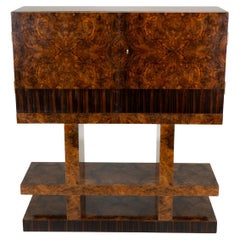 A Mid-Century Bar Cabinet with Walnut Burl Doors