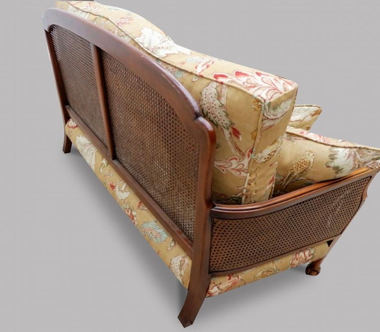 Mid Century Bergere Sofa Recovered For Sale at 1stDibs