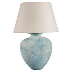 Vintage Midcentury Blue Glass Lamp