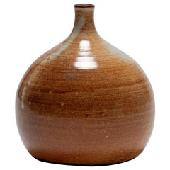 Midcentury Bottle Shape Stoneware Vase