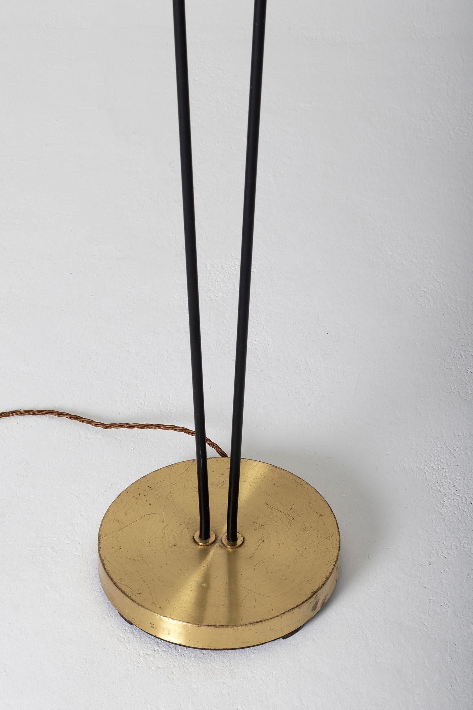 20th Century Midcentury Brass and Black Two-Arm Floor Lamp