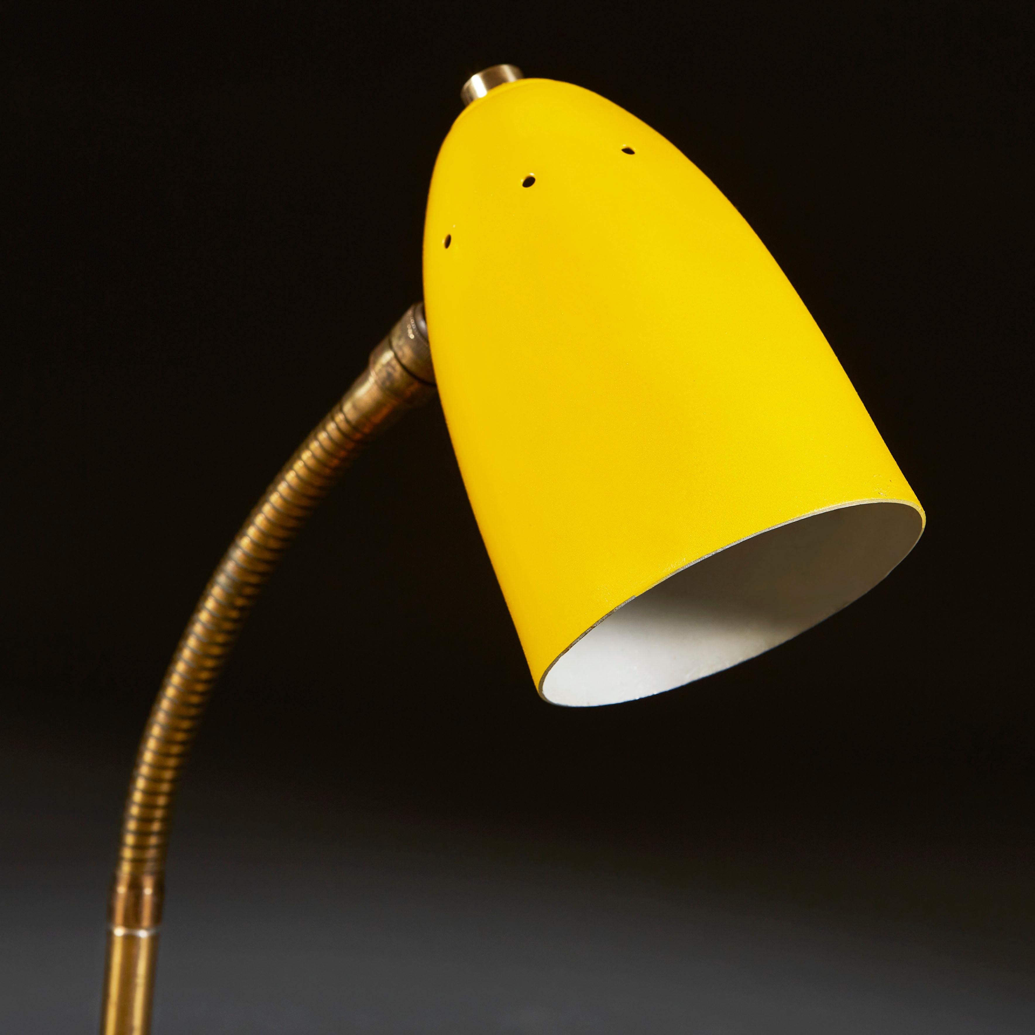 A Mid-Century Brass and Enamel Desk Lamp For Sale at 1stDibs
