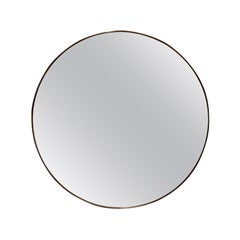Midcentury Brass Framed Circular Mirror