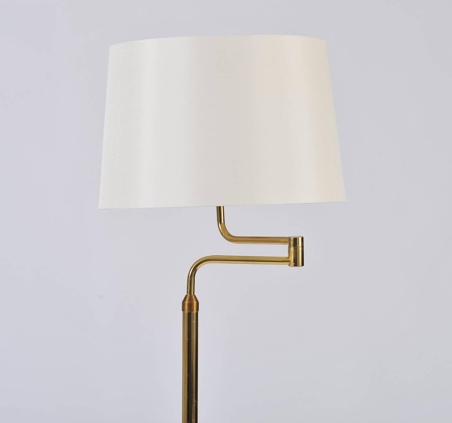 20th Century Midcentury Brass Reading Floor Lamp, by Arnesen & Sønn
