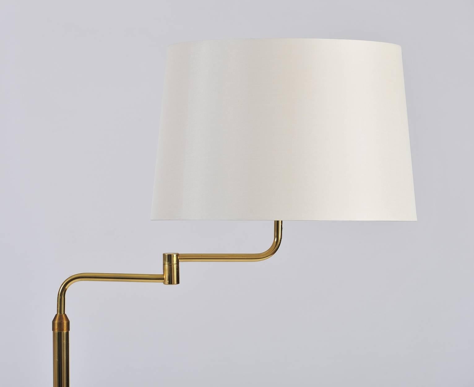 Midcentury Brass Reading Floor Lamp, by Arnesen & Sønn 1