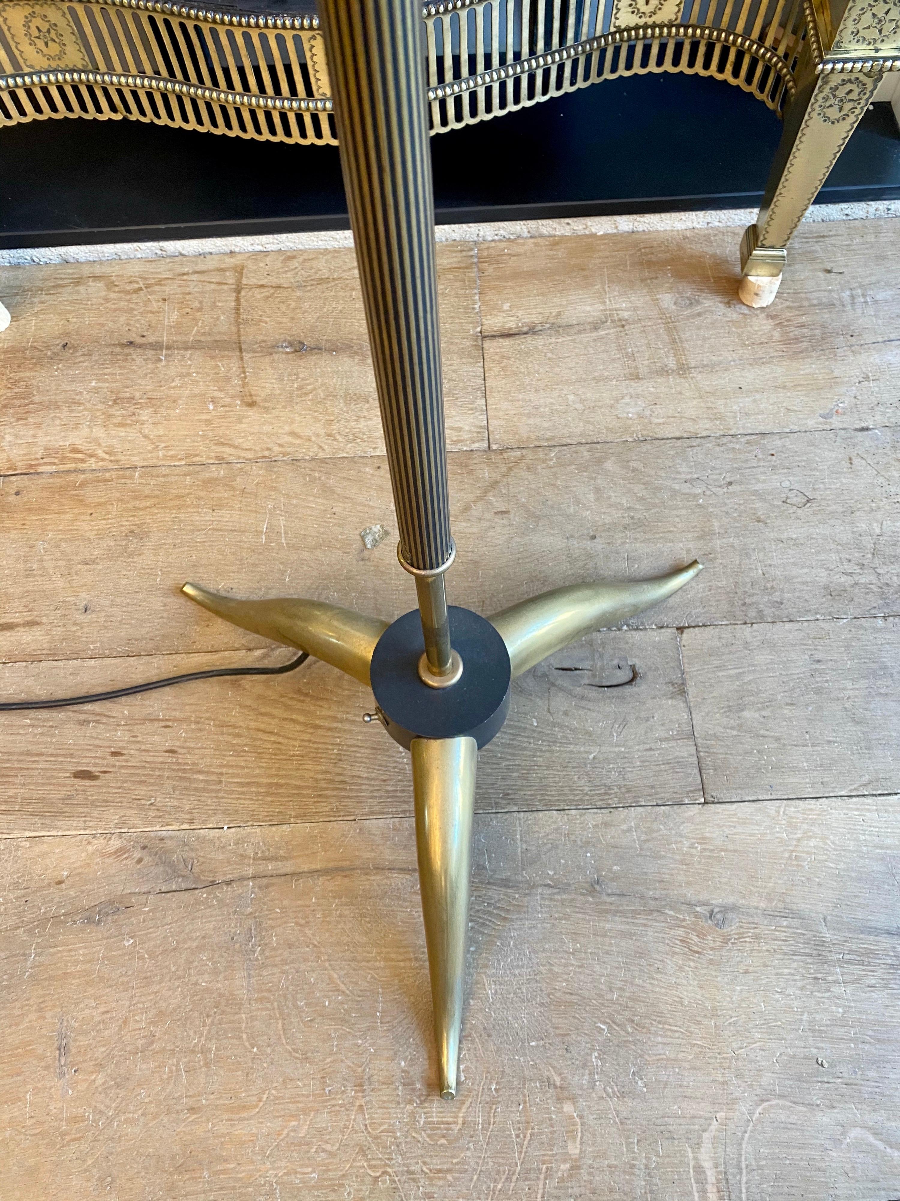 Midcentury Brass Tripod 3-Arm Floor Lamp 1