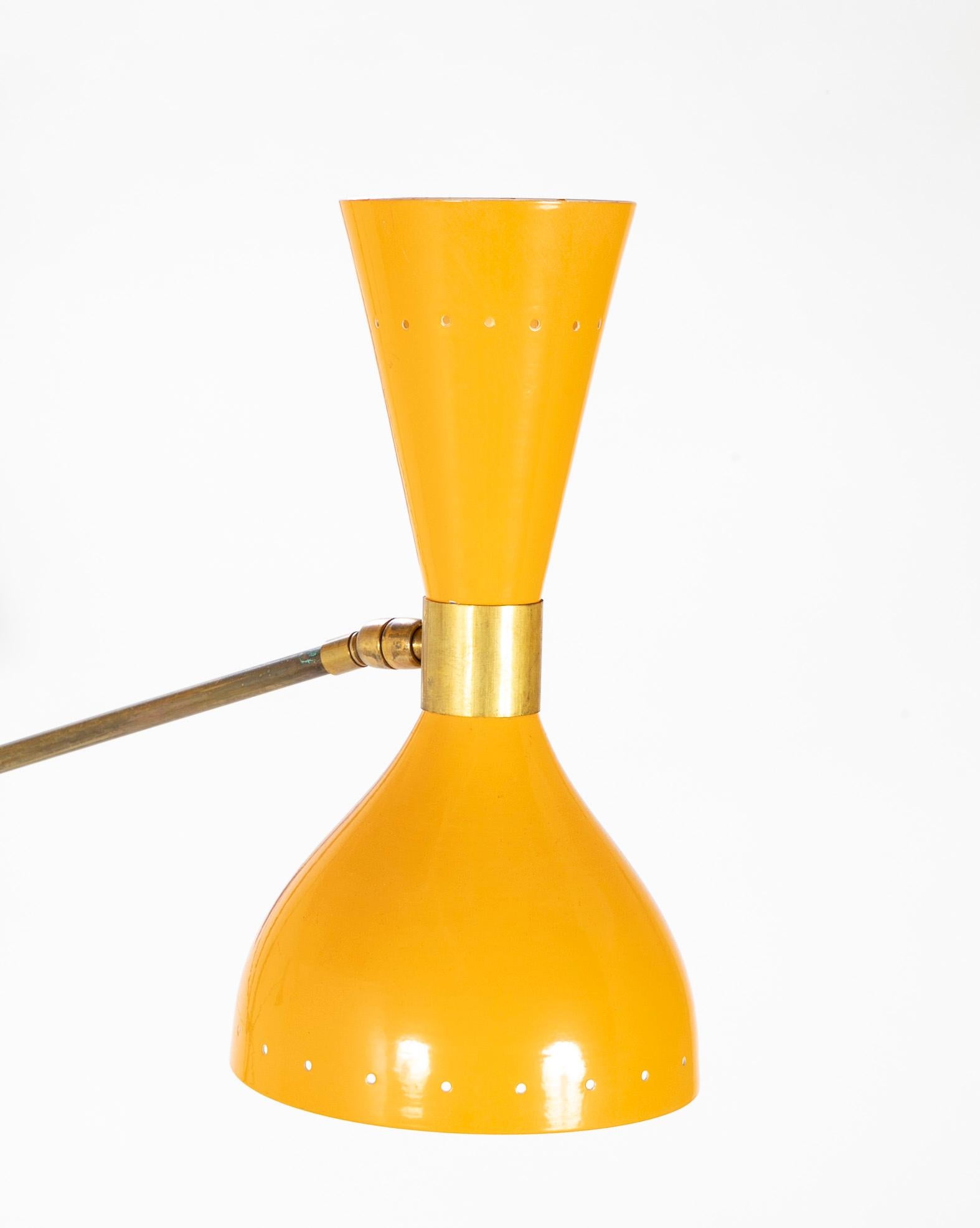 Enameled A Mid-Century Chandelier in the Manner of Stilnovo For Sale