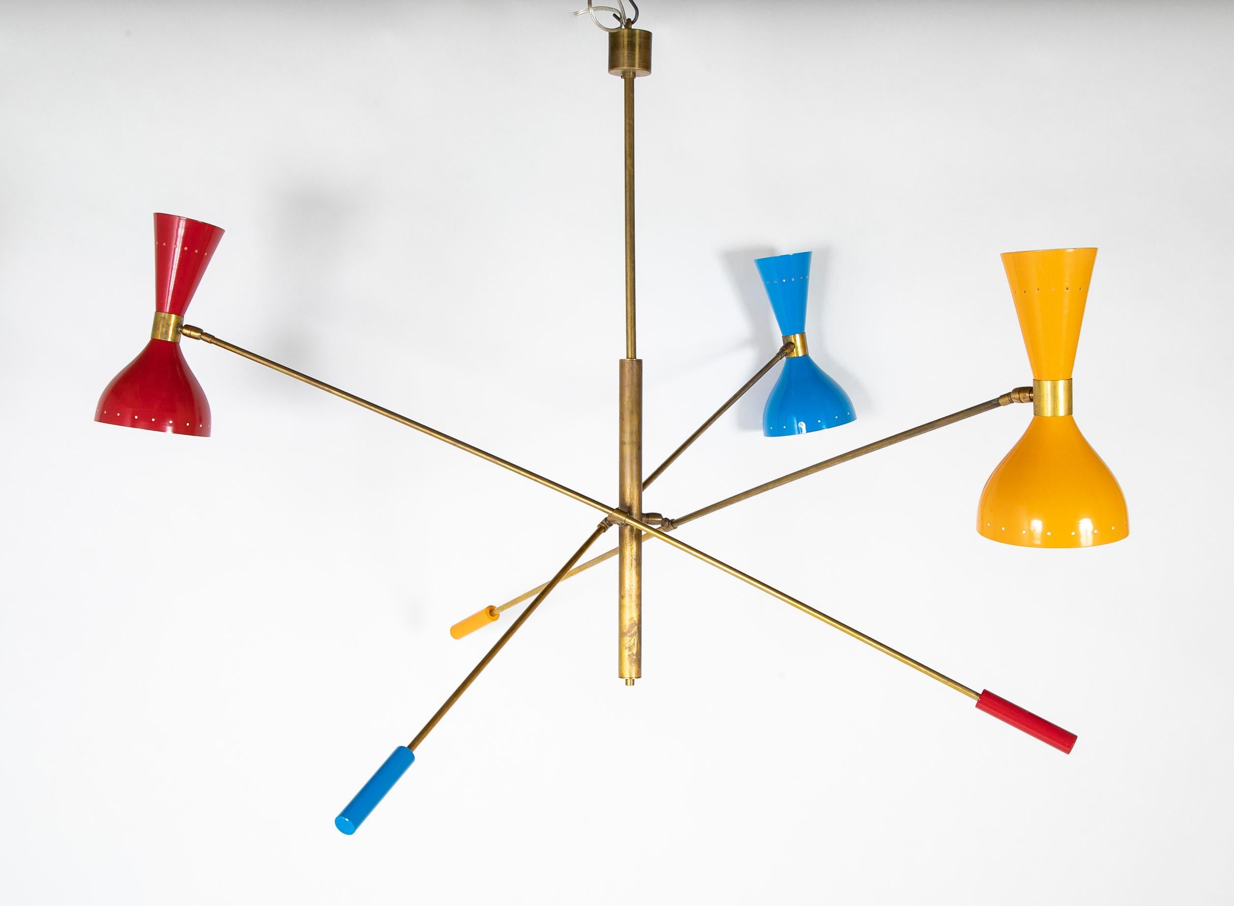 A Mid-Century Chandelier in the Manner of Stilnovo For Sale 2