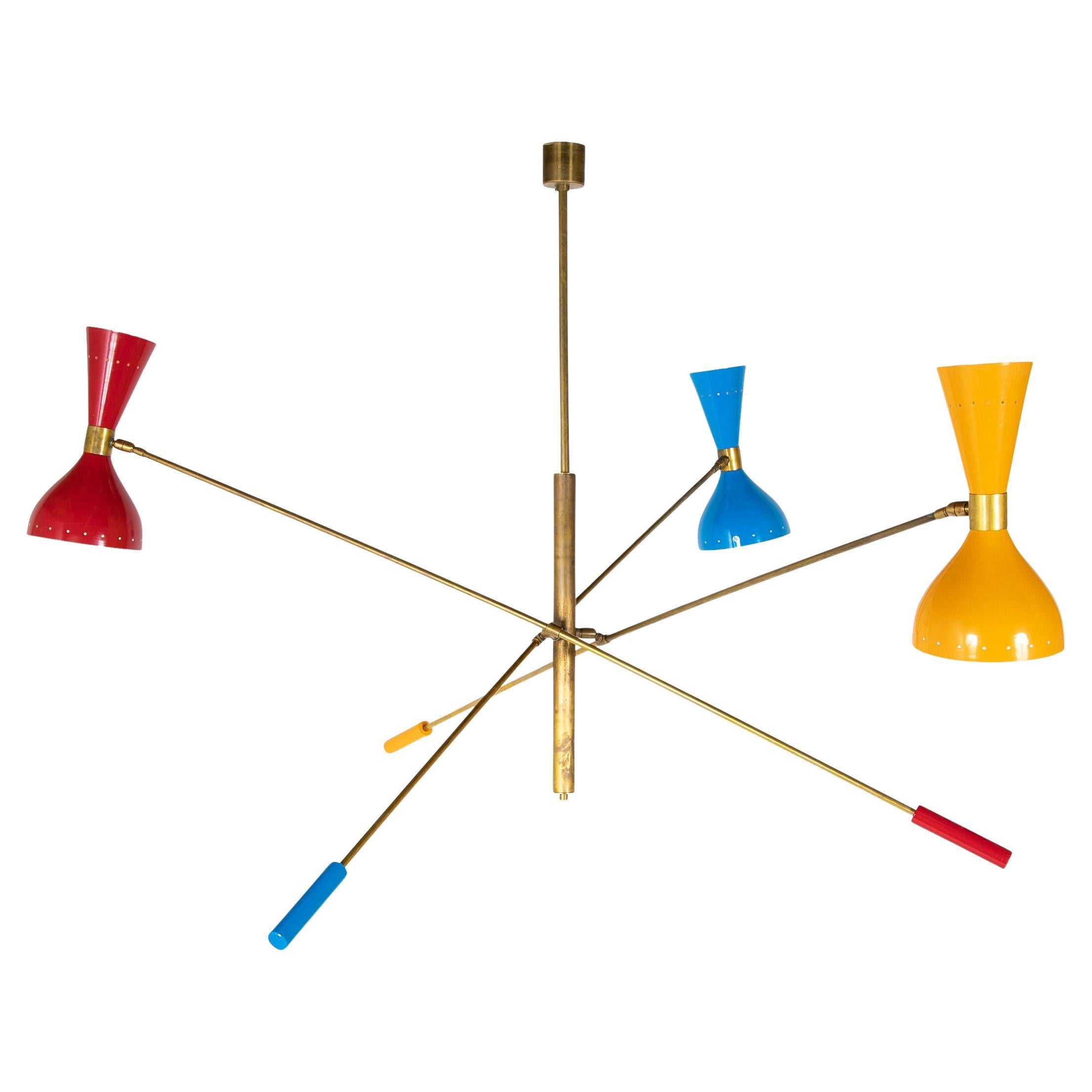 A Mid-Century Chandelier in the Manner of Stilnovo For Sale
