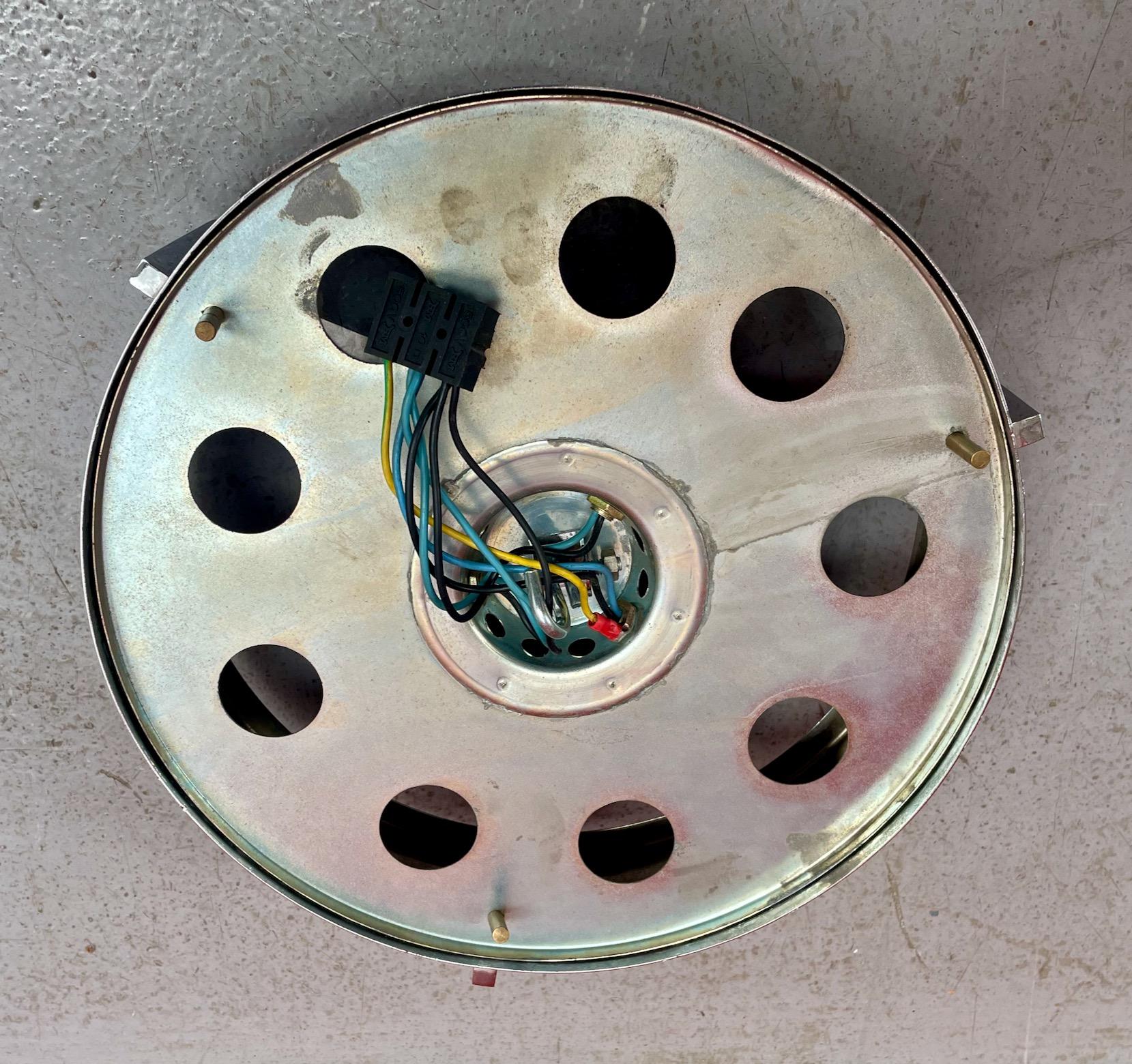 20th Century A mid-century chrome and glass Italian ceiling flush mount light, plafonniere For Sale