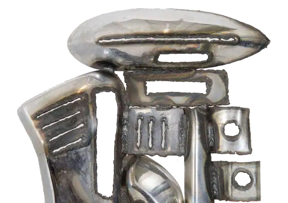 Mid-Century moderno Scultura di paraurti d'auto cromato di metà secolo firmata 