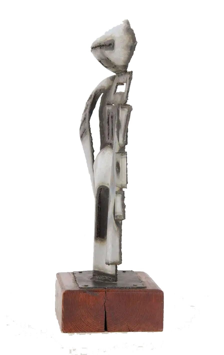 Fine XX secolo Scultura di paraurti d'auto cromato di metà secolo firmata 