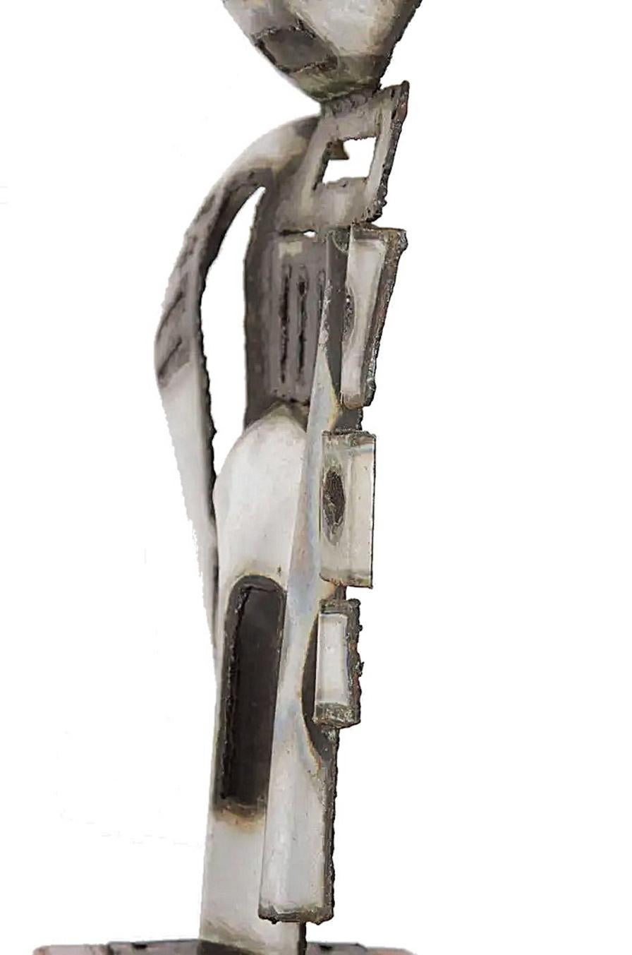 Scultura di paraurti d'auto cromato di metà secolo firmata 