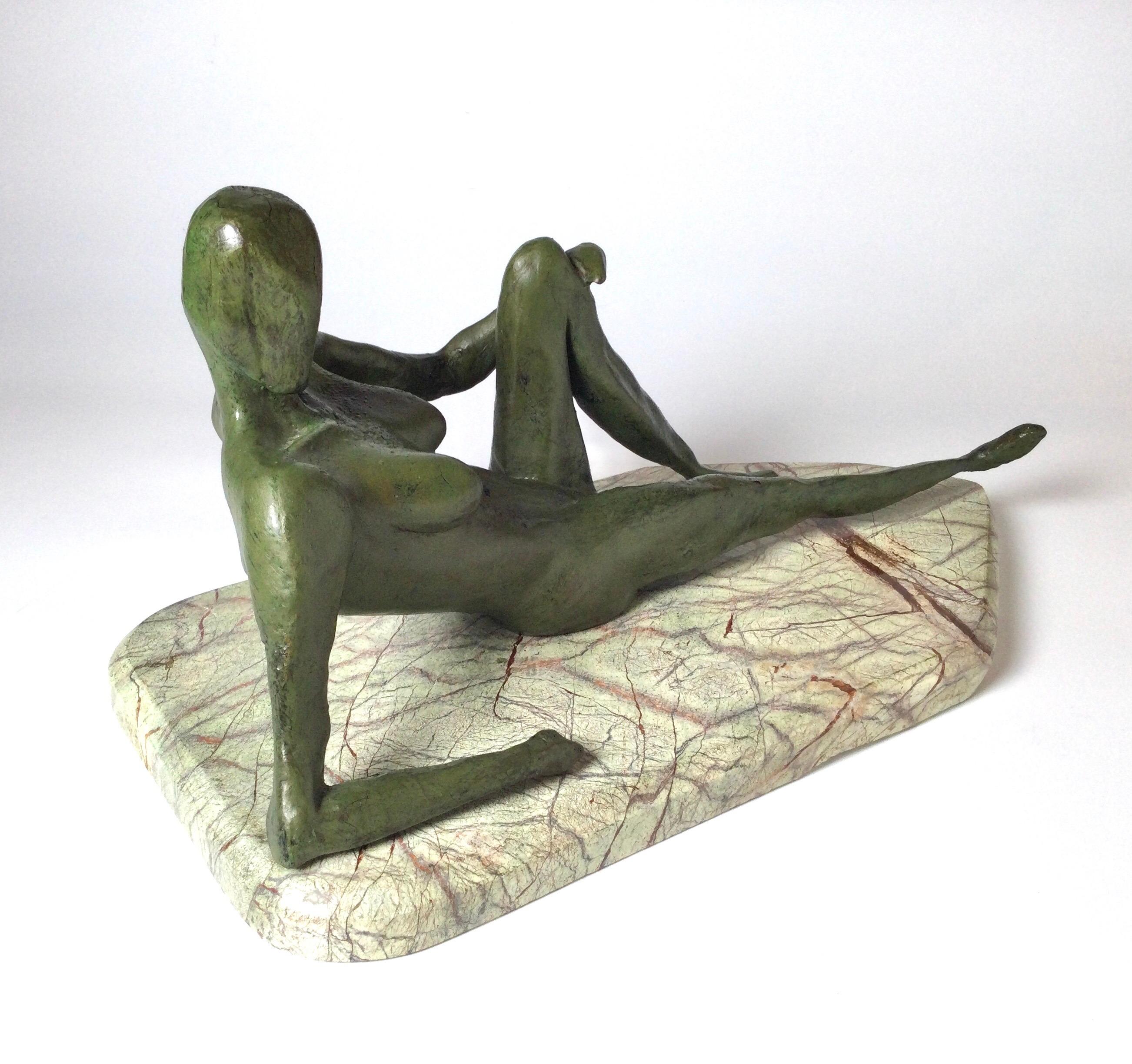 Mid Century Cubist Sculpture, Reclining Woman For Sale 1