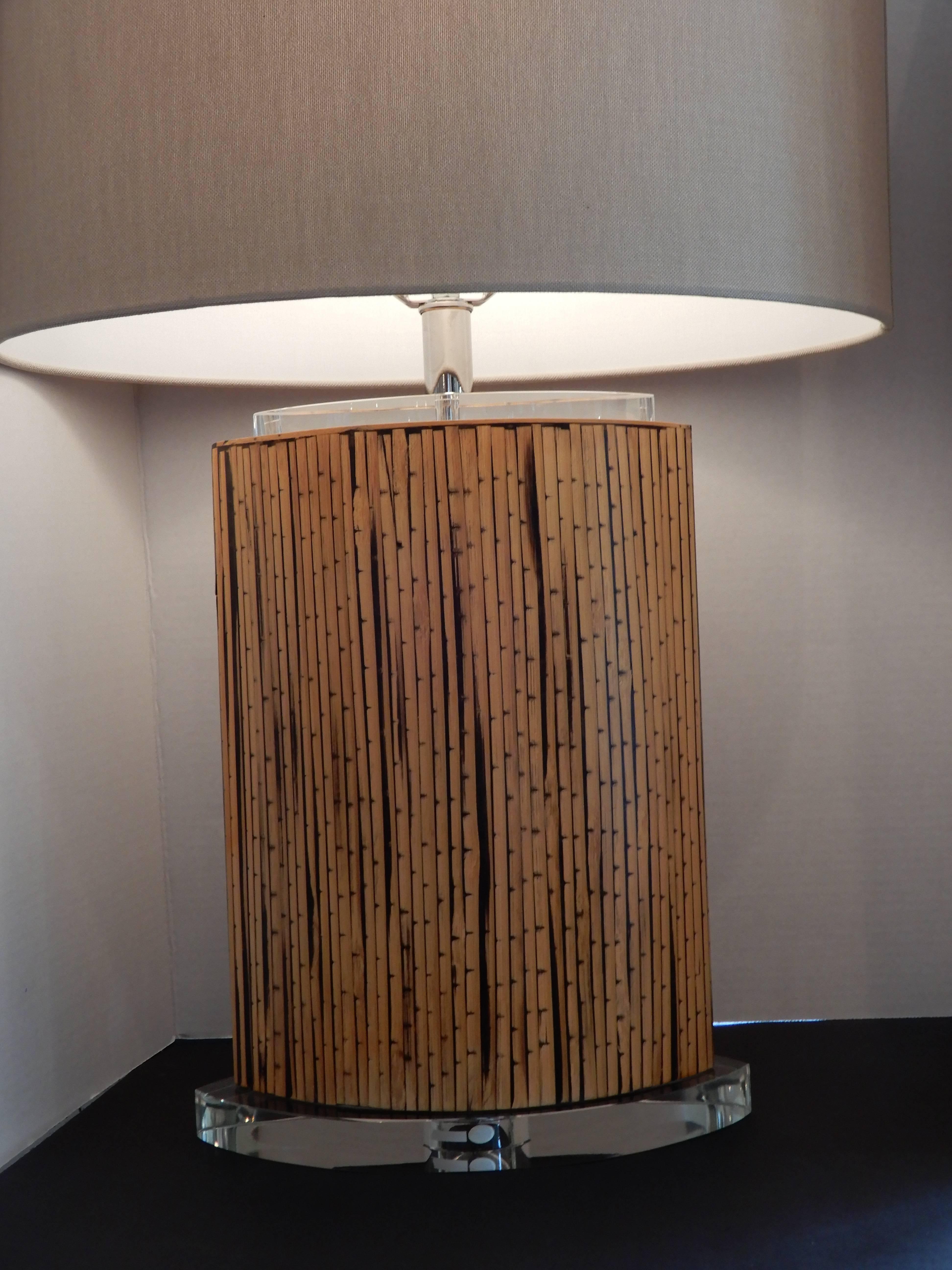 Mid-Century Modern Mid-Century Danish Modern Bamboo and Lucite Table Lamp