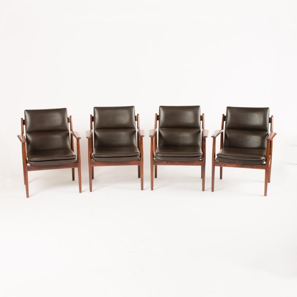 Leather Mid-Century Danish Rosewood Chair, circa 1950-Designed by Arne Vodder for Sibast For Sale