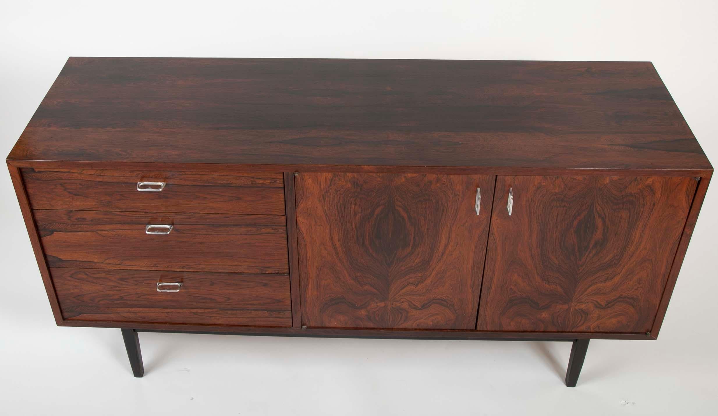 Mid-Century Danish Rosewood Chest with Aluminum Pulls 3