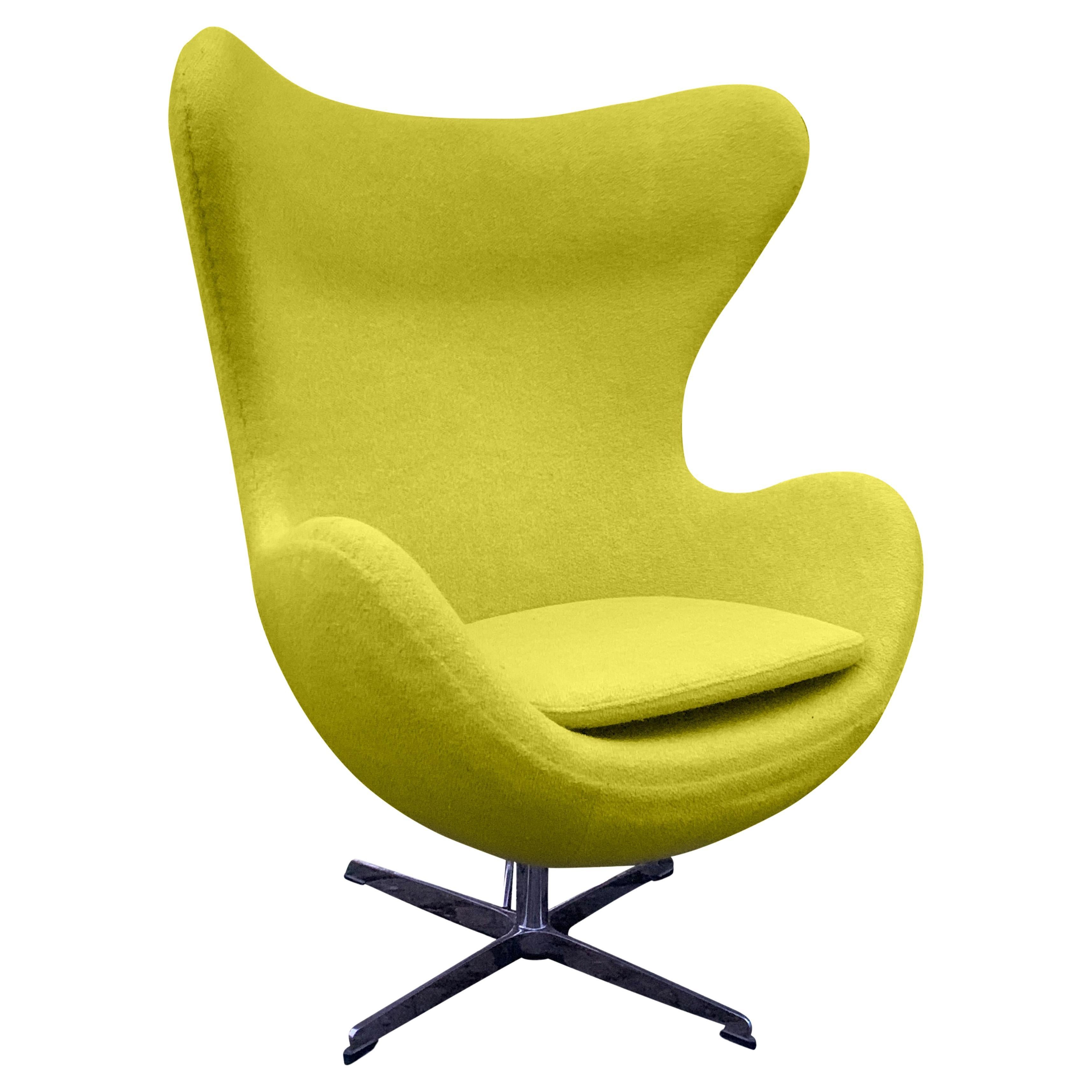 A Mid Century Design Yellow Egg Chair by Arne Jacobsen, Swivel Base For Sale