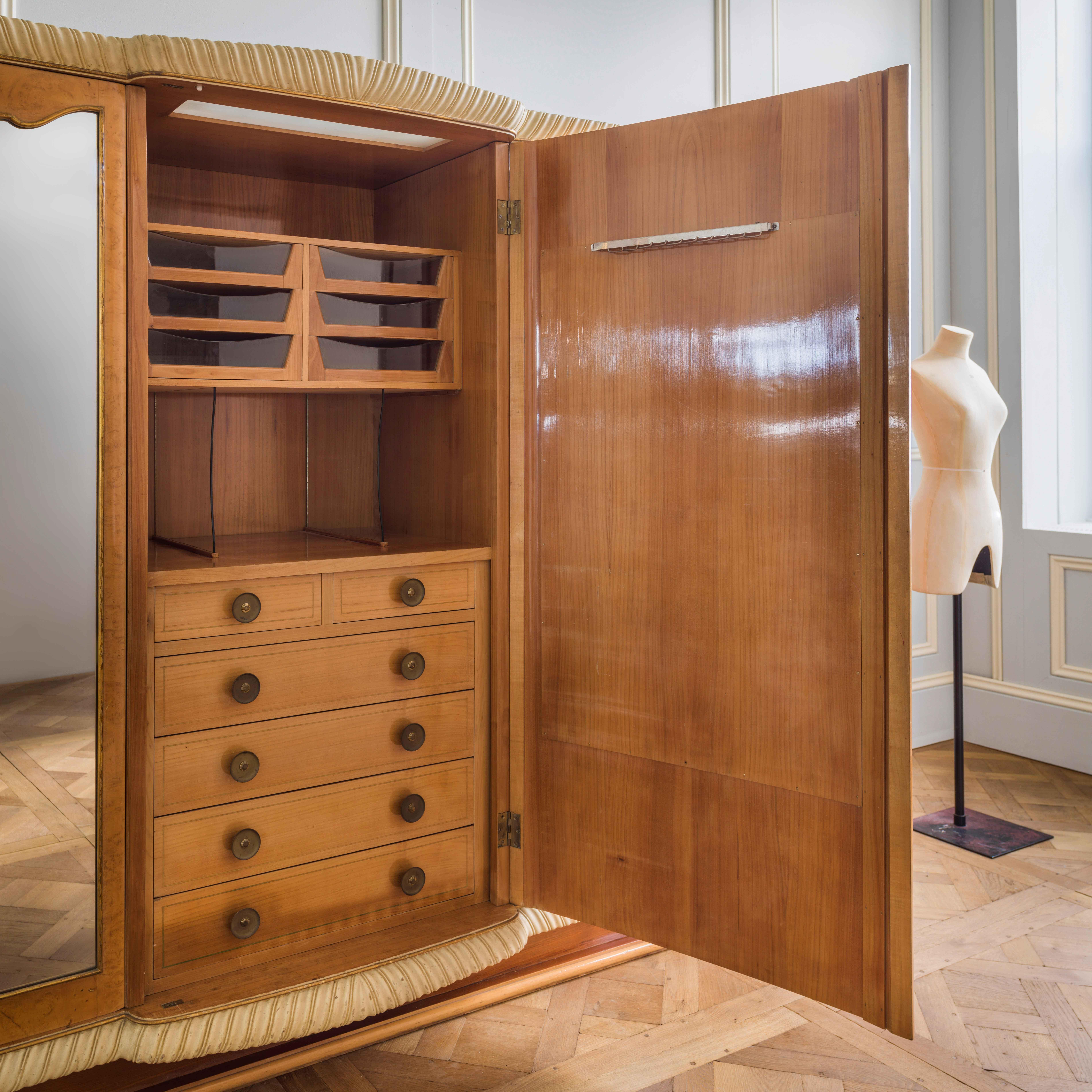 20th Century Mid Century Early 1940's Art Deco Wardrobe Made in Burr Elm Wood Veneer