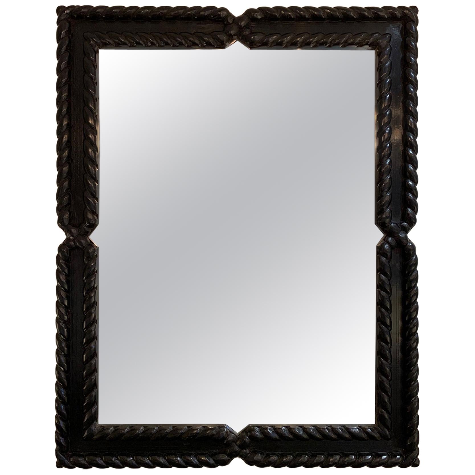 Midcentury Ebonized Oak Mirror by Valenti