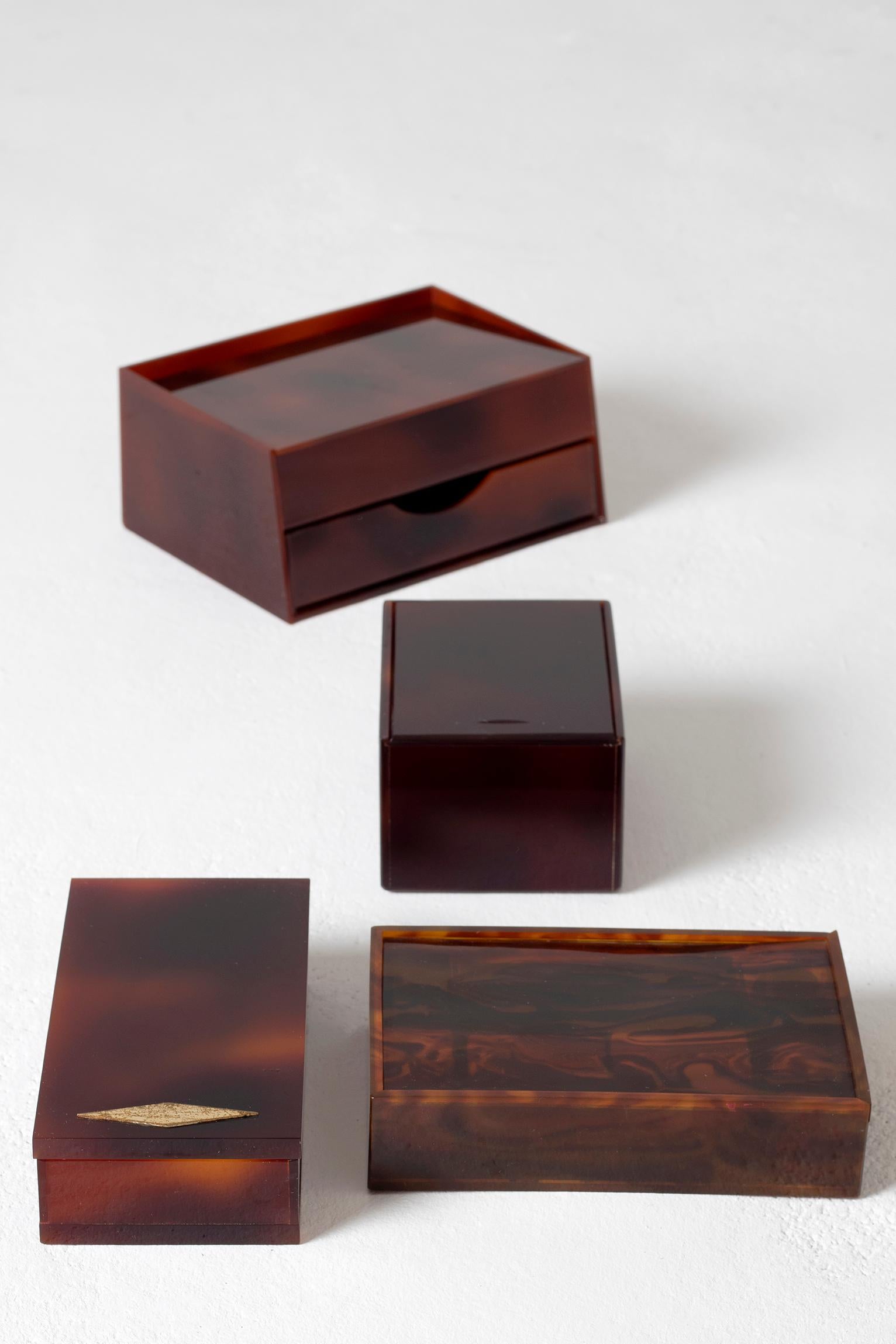 Midcentury Faux Tortoiseshell Lucite Box In Good Condition In London, GB