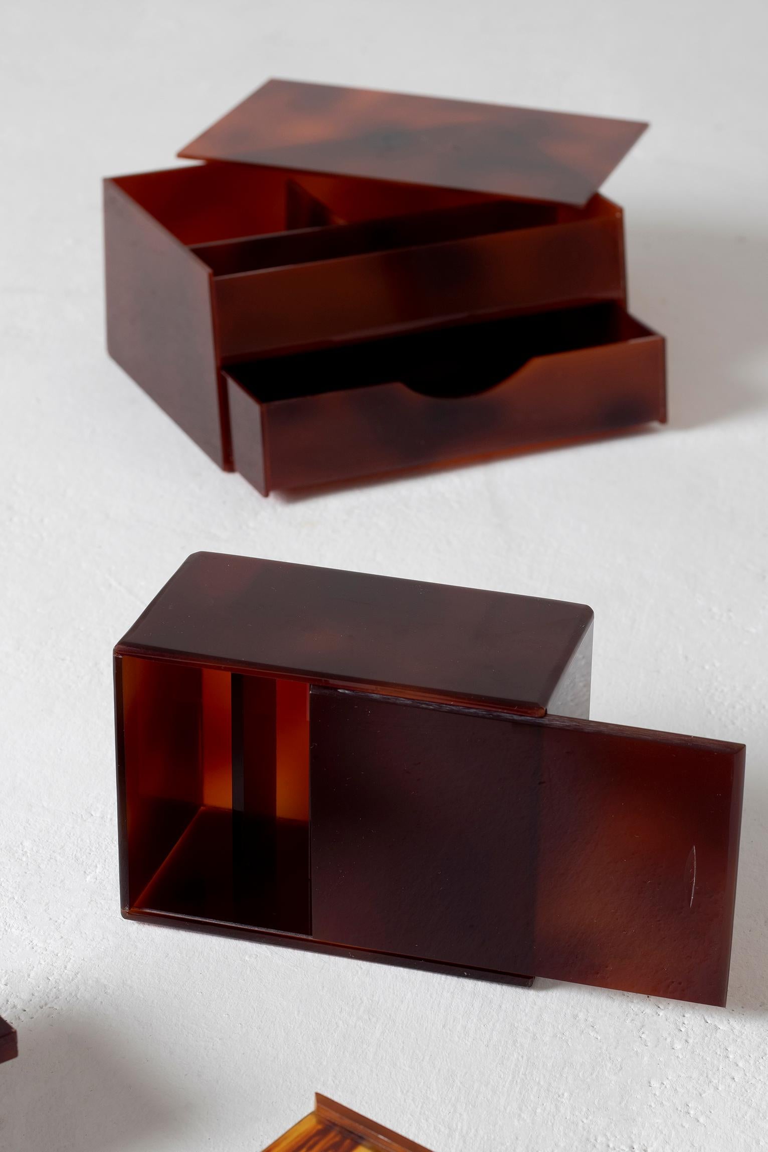 French Midcentury Faux Tortoiseshell Lucite Cards Box