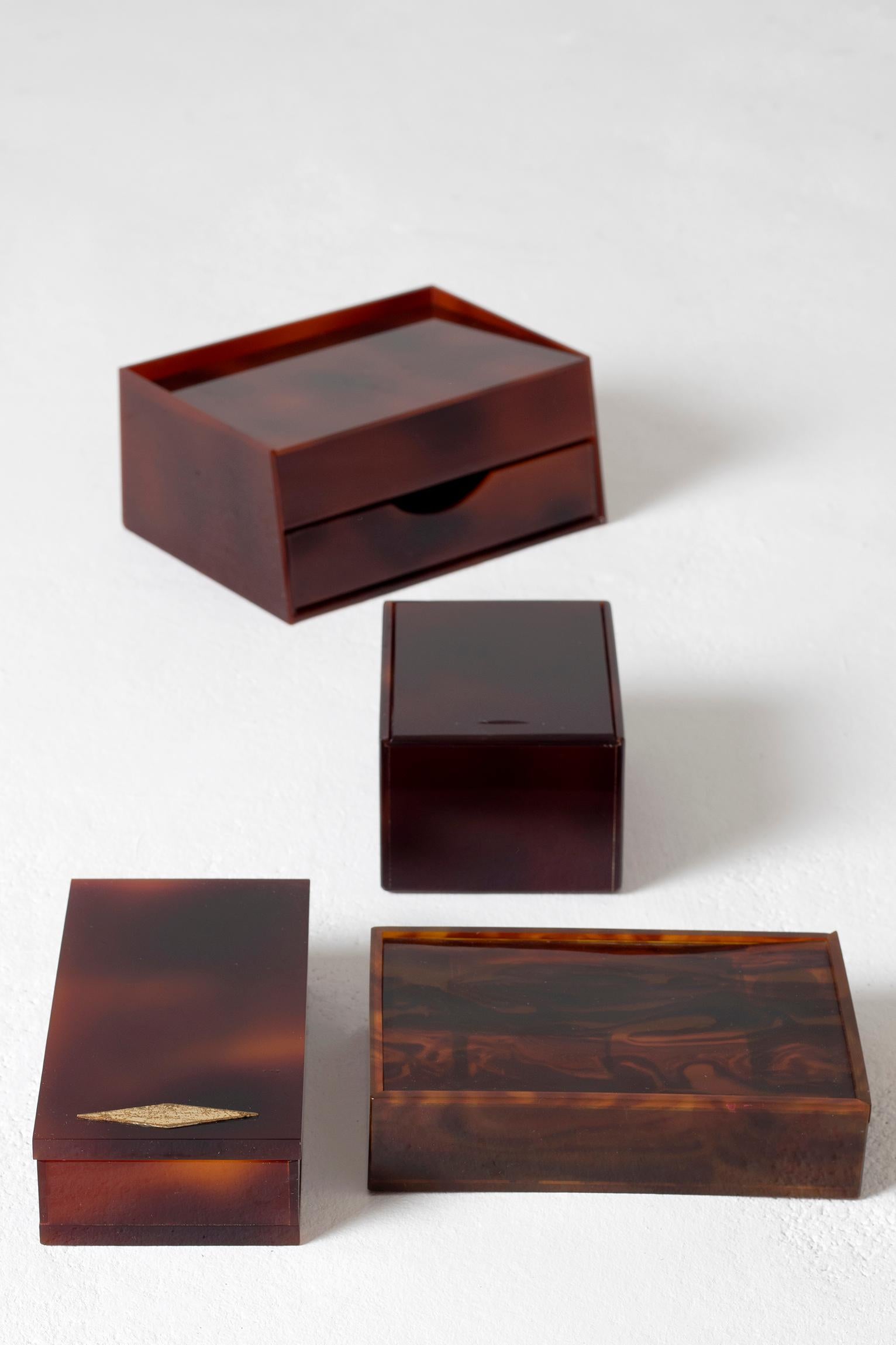 Midcentury Faux Tortoiseshell Lucite Cards Box In Good Condition In London, GB