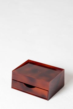 Midcentury Faux Tortoiseshell Lucite Desk Organizer