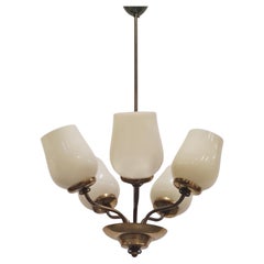 Lampe design finlandaise du milieu du siècle en laiton et verre, Saariston Valaisin Oy, années 1950