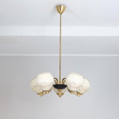 A Mid-Century Finnish Design Lamp in Brass & Glass, Saariston Valaisin Oy, 1960s