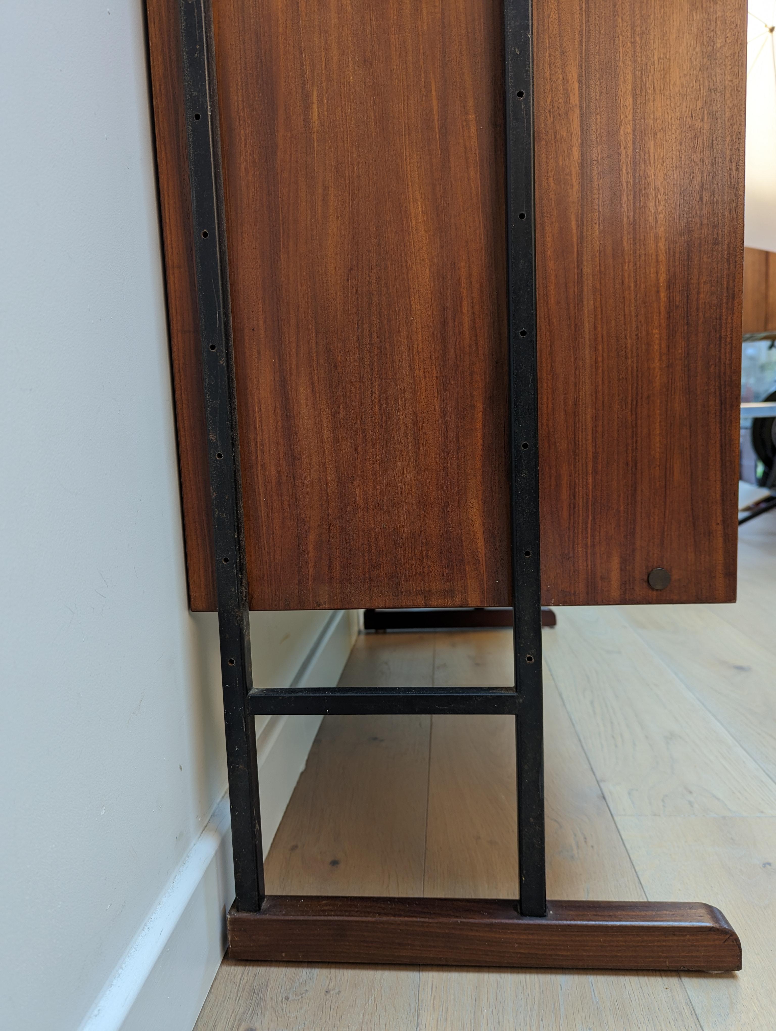 A mid-century free standing cabinet by Robex in teak with metal supports For Sale 5