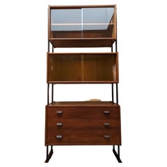 Retro A mid-century free standing cabinet by Robex in teak with metal supports