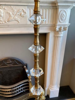 Midcentury French Brass and Sevres Crystal Floor Lamp