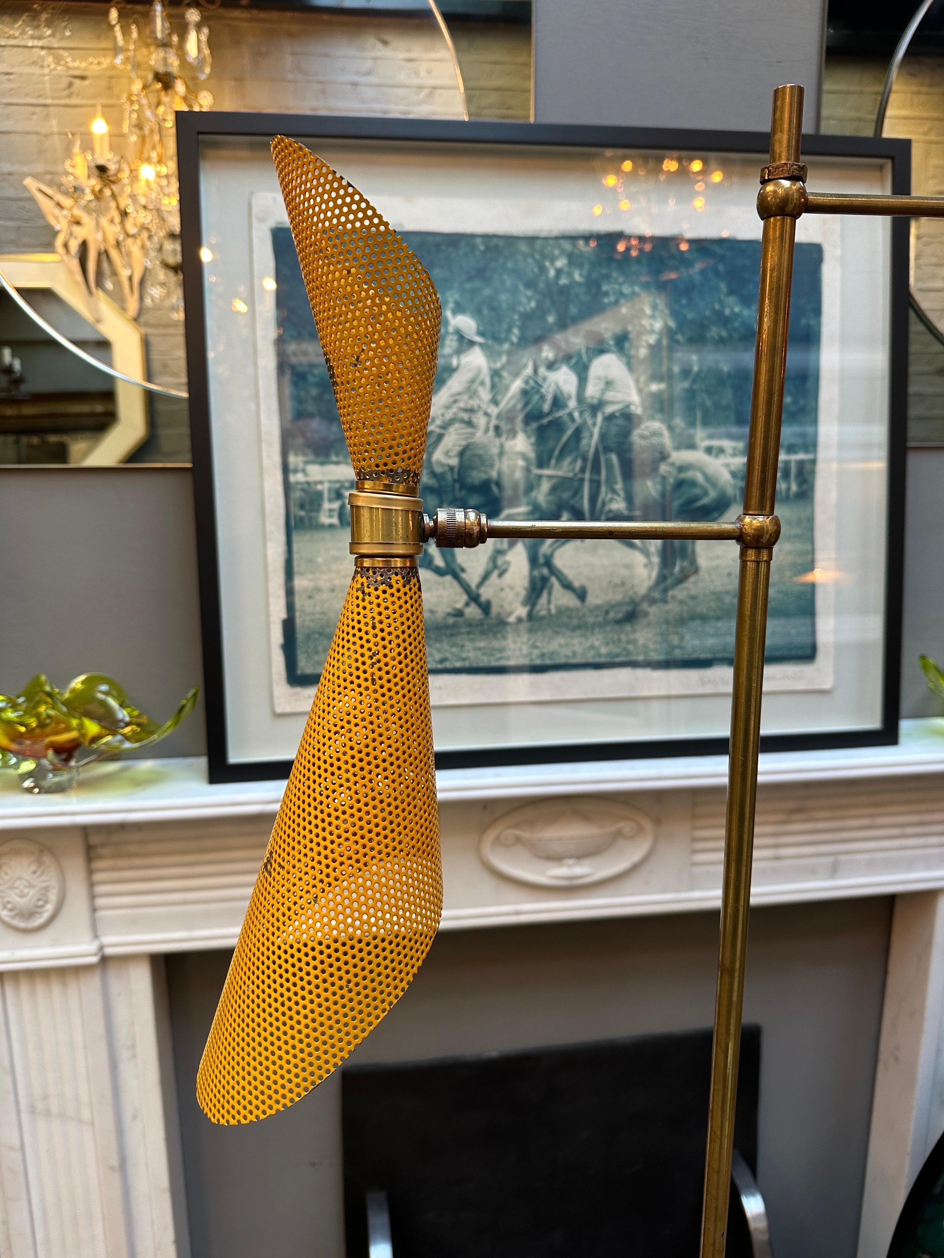 A  Mid Century French Brass  Double Coned Tripod Floor lamp  For Sale 8