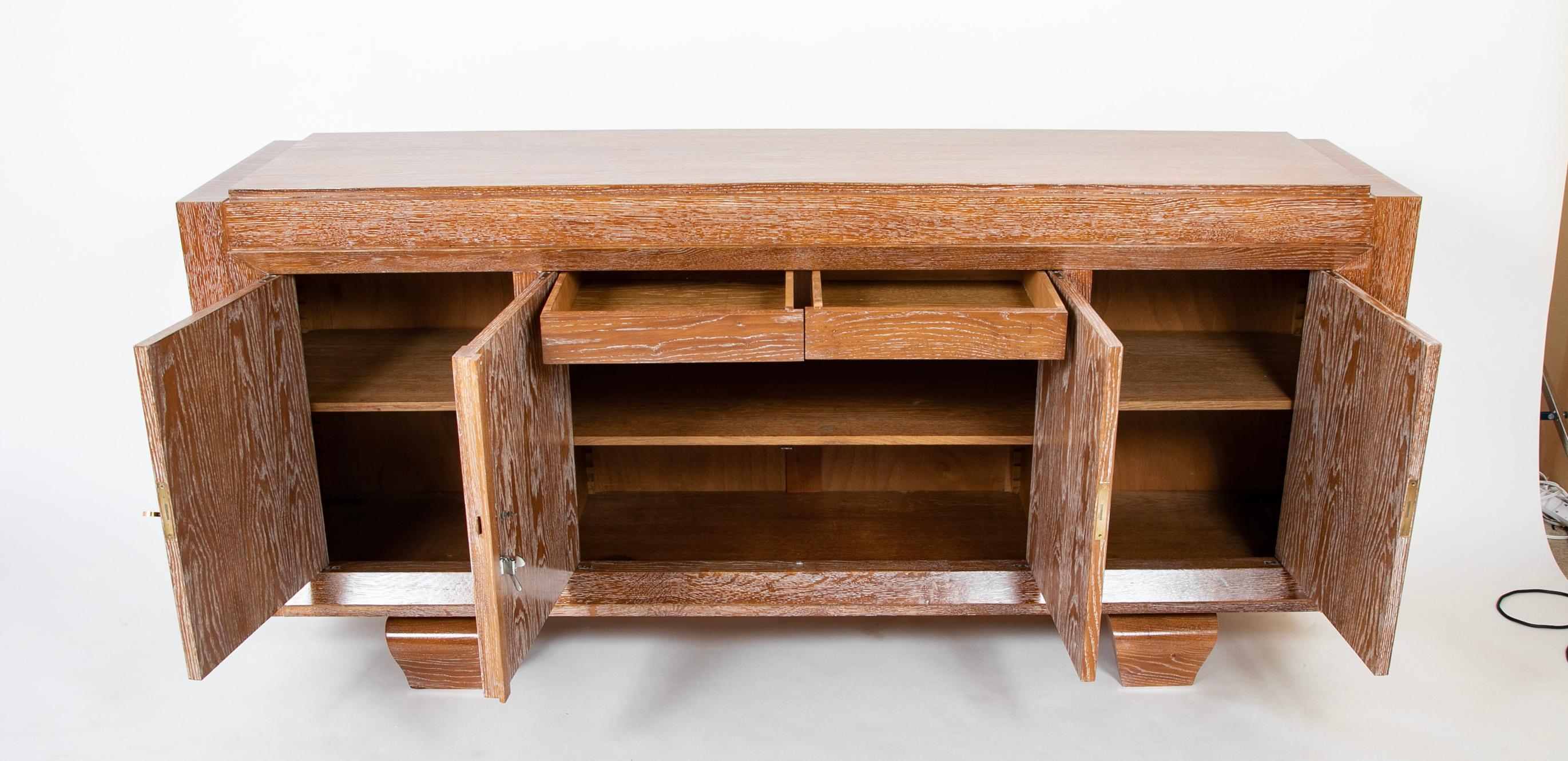 A Mid-Century French Cerused Oak Sideboard In The Manner of Jean Royere For Sale 4