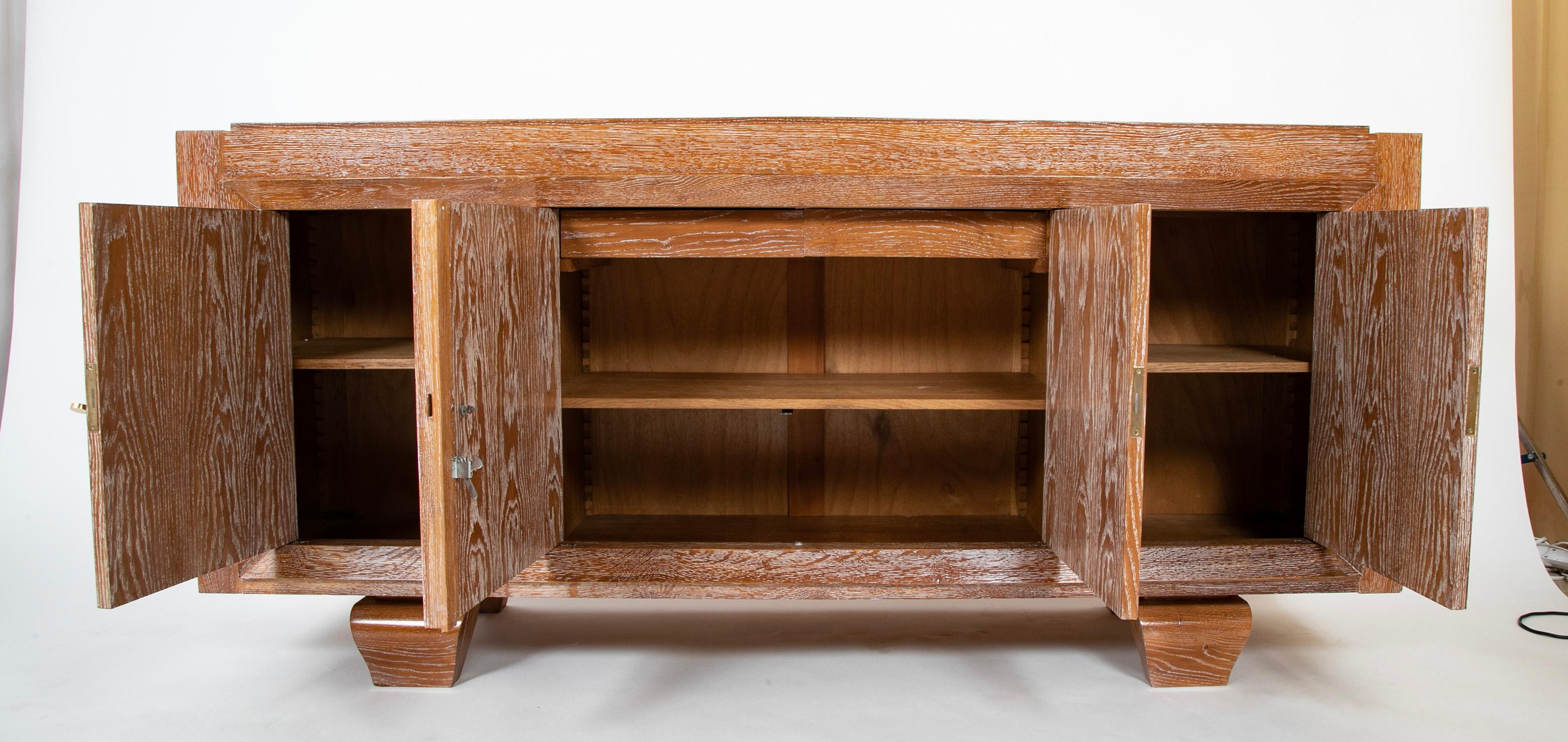 A Mid-Century French Cerused Oak Sideboard In The Manner of Jean Royere For Sale 5