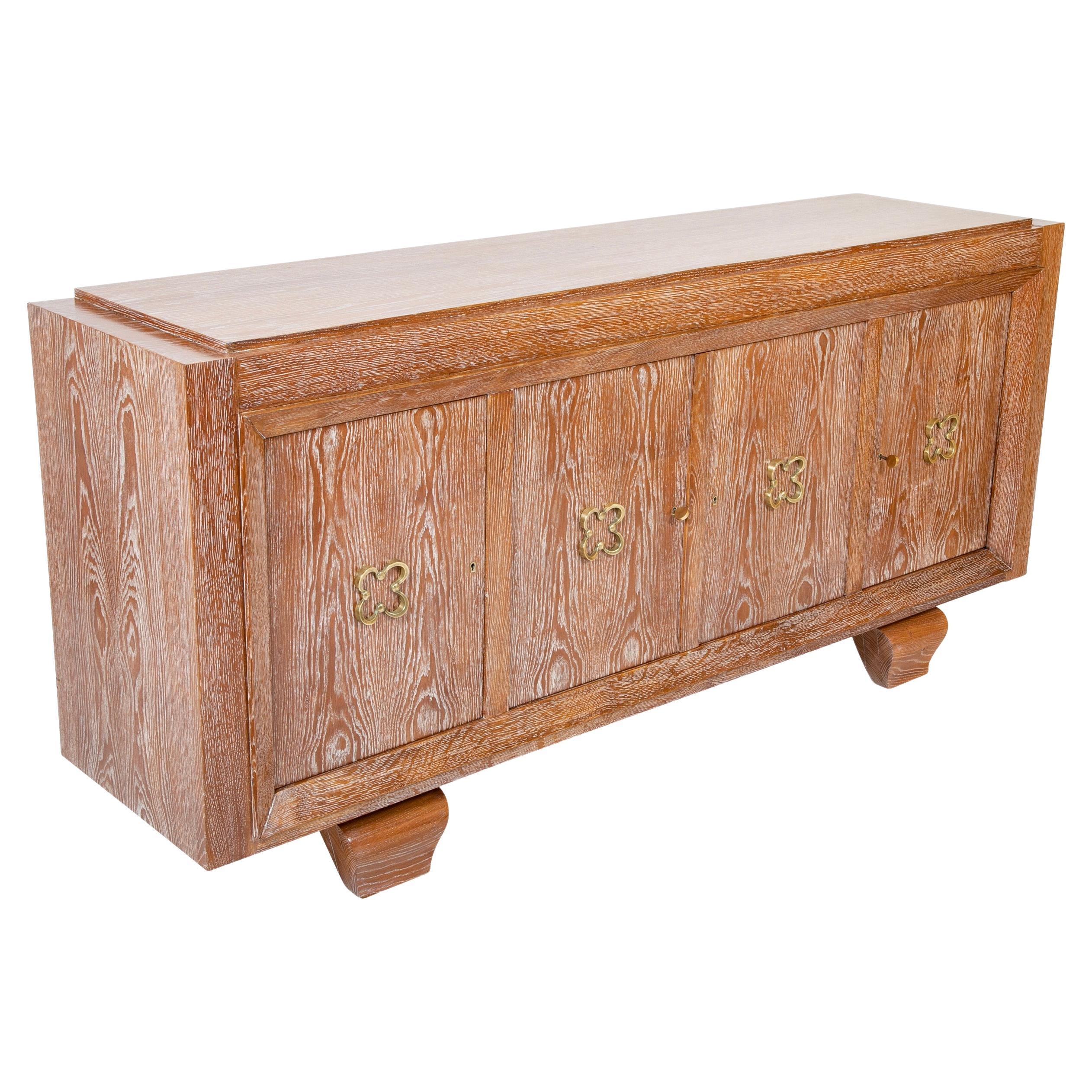 A Mid-Century French Cerused Oak Sideboard In The Manner of Jean Royere For Sale