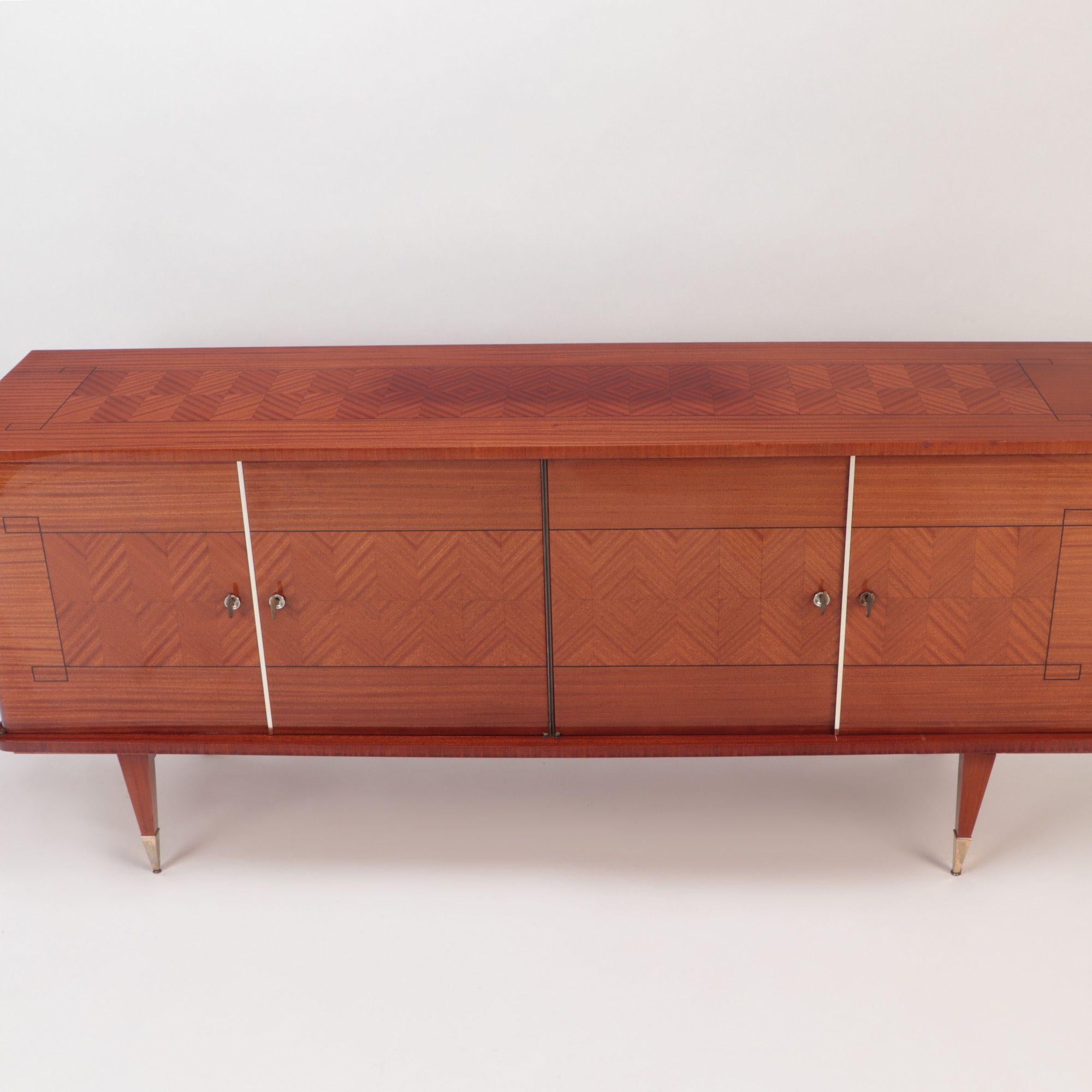Mid-Century French Mahogany Sideboard, C 1960 In Good Condition For Sale In Philadelphia, PA