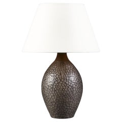 Mid-Century French Studio Pottery Vase with Hammered Surface as Lamp