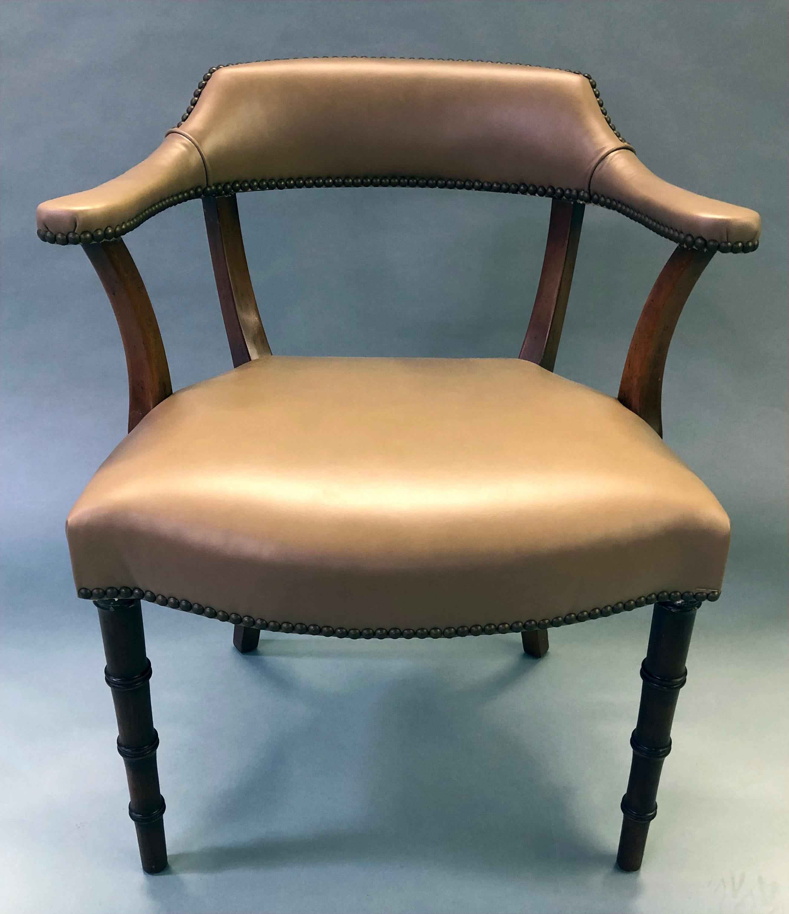 Mid-Century Modern Midcentury Game Table and Chairs Upholstered in Taupe Leather