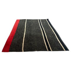 Schwarzer, roter, weißer und grauer Wollteppich aus der Mitte des Jahrhunderts Geometrischer Teppich